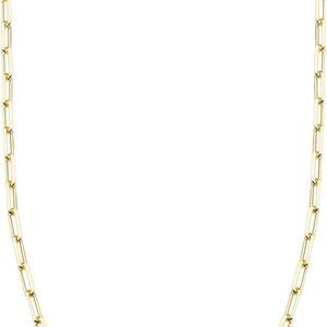 Italian Solid 925 Sterling Silver, 18Kt Gold Plated 2mm Paperclip Link Chain Nec